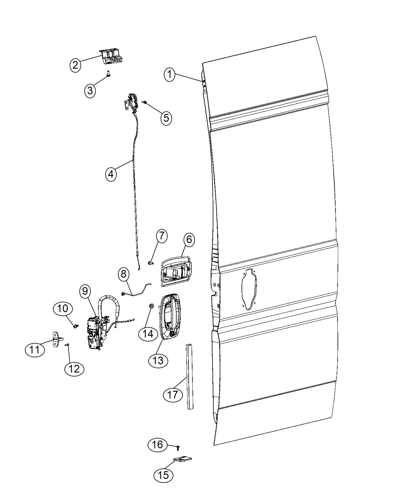 Ram ProMaster Rod Inside Lock To Latch Door Rear Doors 68134553AA