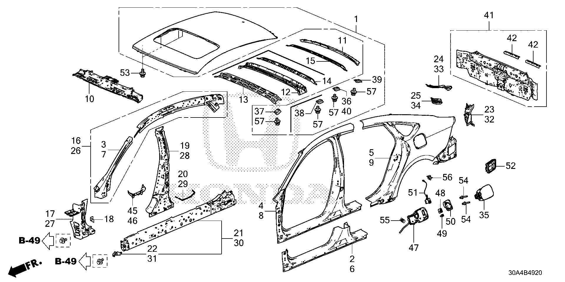 Honda Accord Rail Fr Roof Body Outer Rear A A Zz