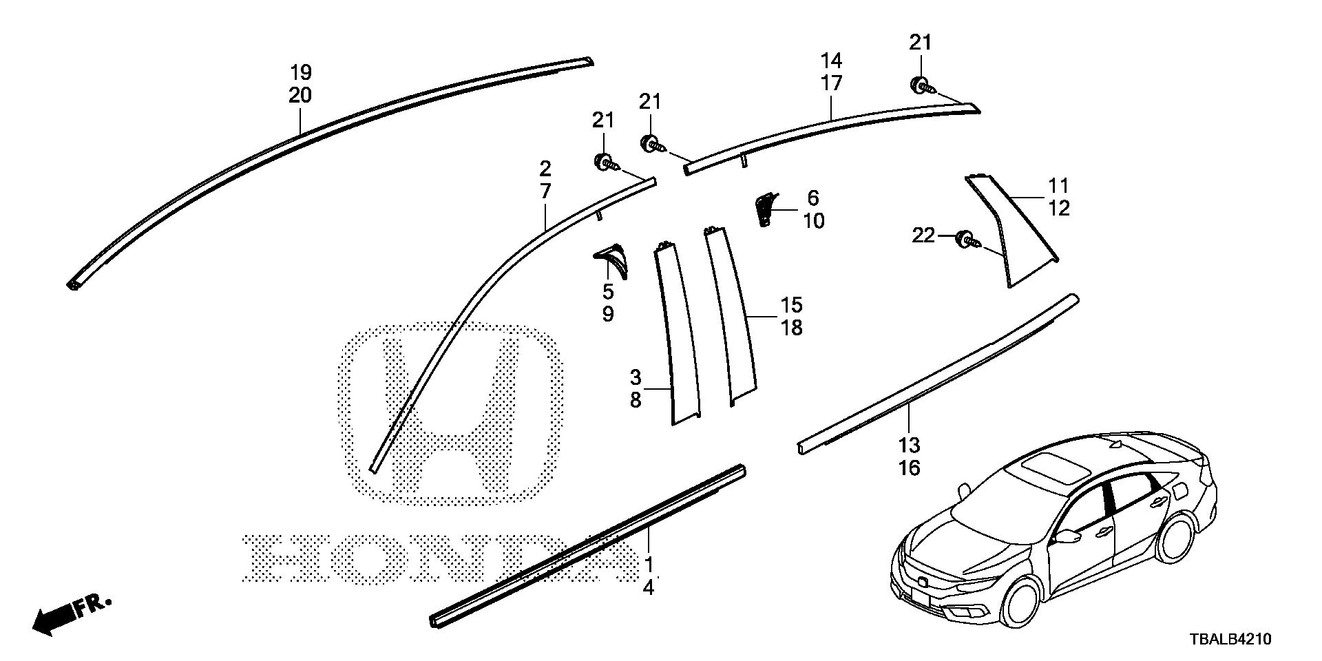 Honda Civic Garnish R Fr Center Corner Body Molding