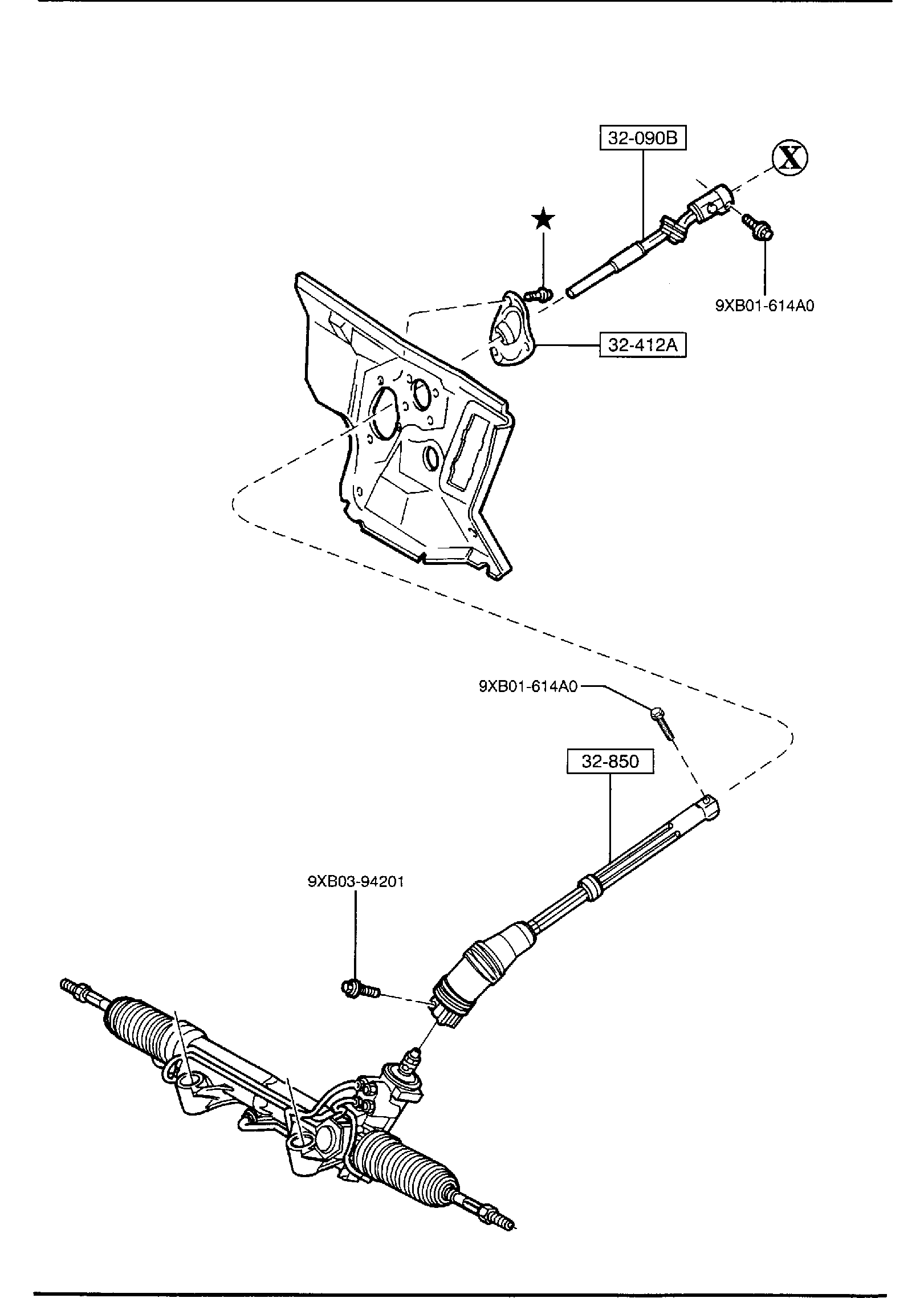 Diagram Steering Column Shafts W O Tilt Steering For Your Mazda B