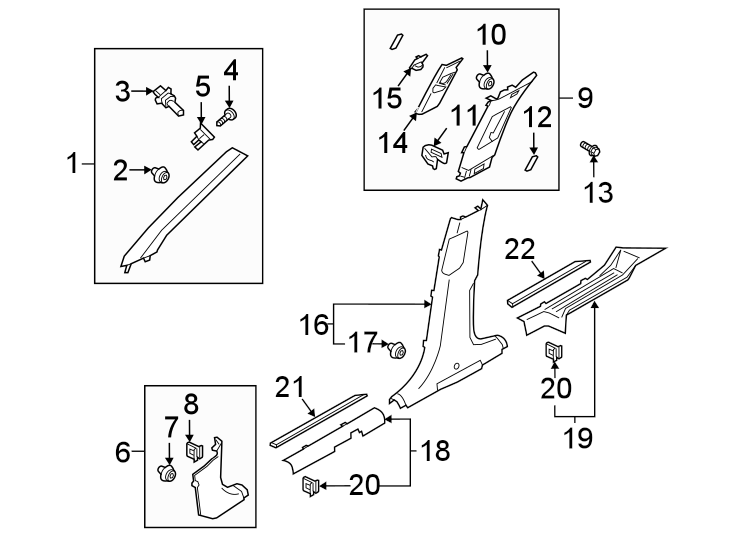 2020 Hyundai Palisade Body A Pillar Trim Panel Right Front