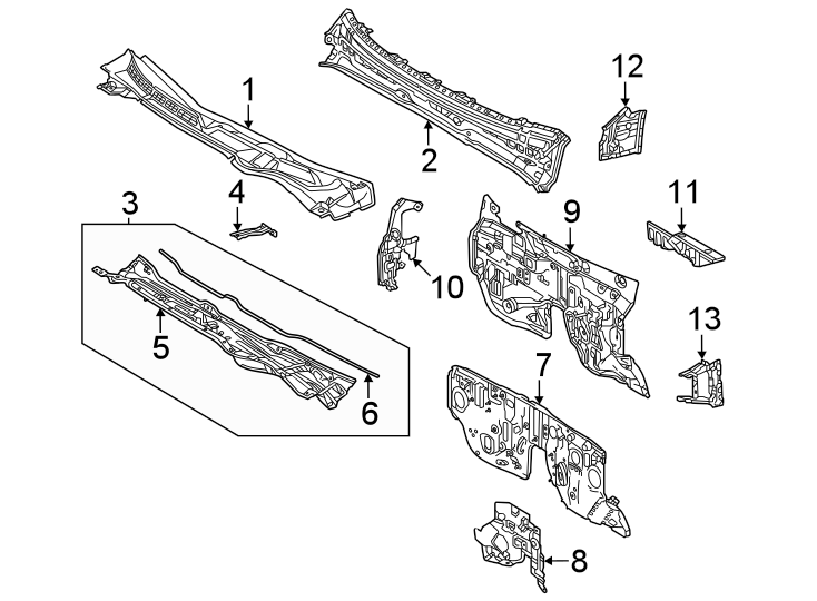 Toyota Tundra Cowl Panel Reinforcement CREW MAX DOUBLE 557060C040