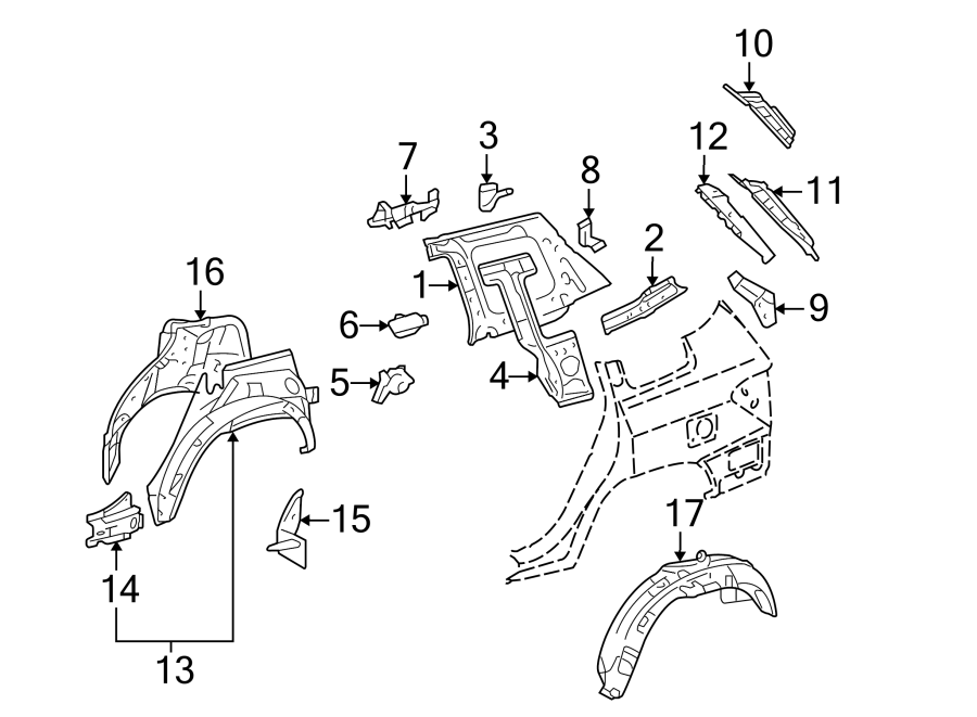 Toyota Highlander Quarter Panel Reinforcement US BUILT 617130E040