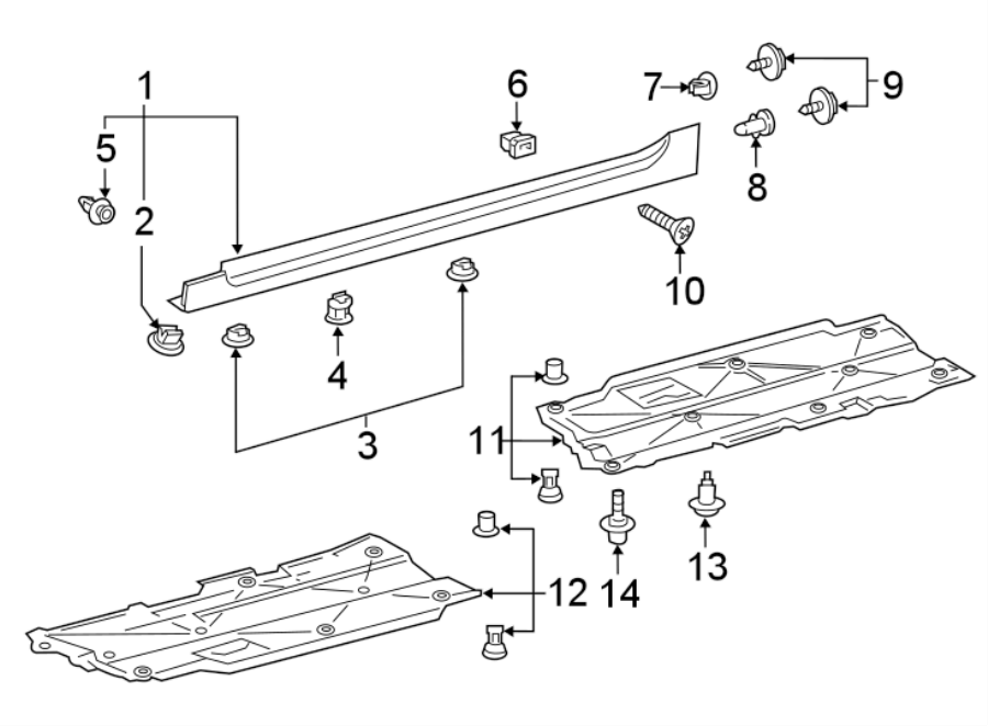 Toyota Prius Floor Pan Splash Shield Right Front Rear