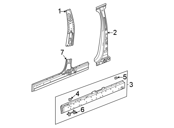 Cadillac CT4 Rocker Panel Reinforcement Front Rear 84725697