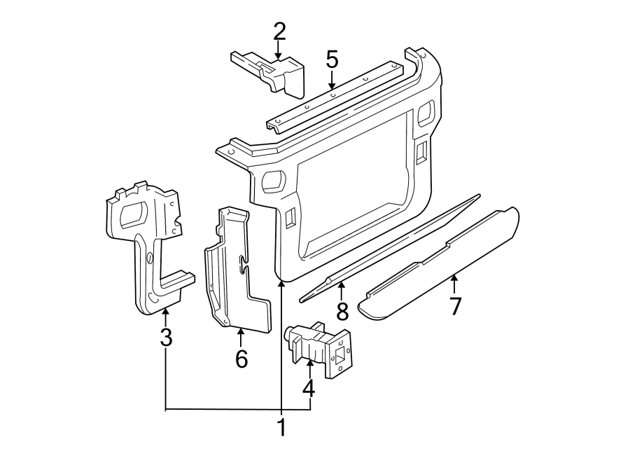 3R3Z16138BA Ford Radiator Support Panel Front Upper Lower