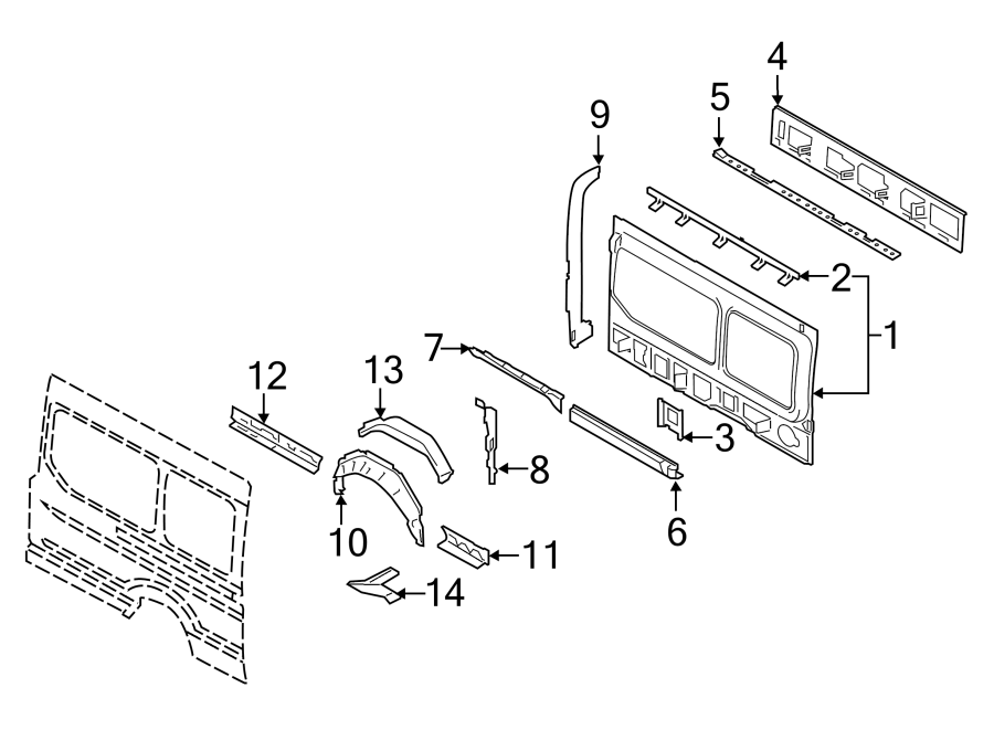 Ford Transit 250 Body D Pillar Reinforcement Rear 148 WB