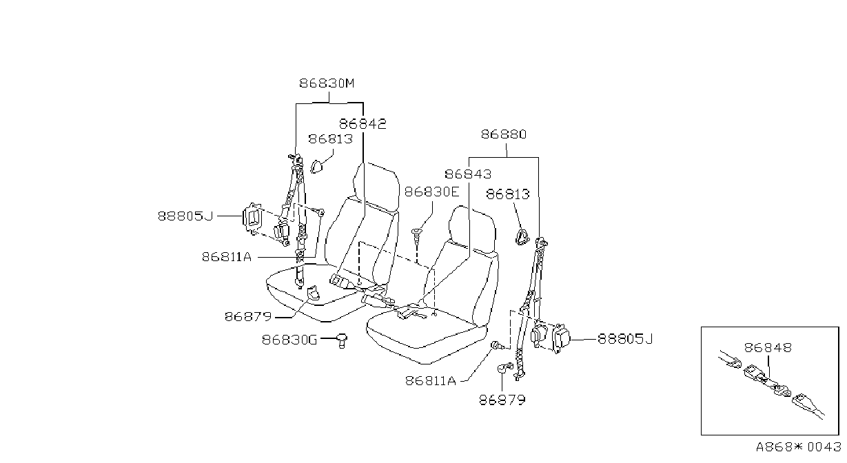 Diagram Front Seat Belt For Your Nissan Frontier