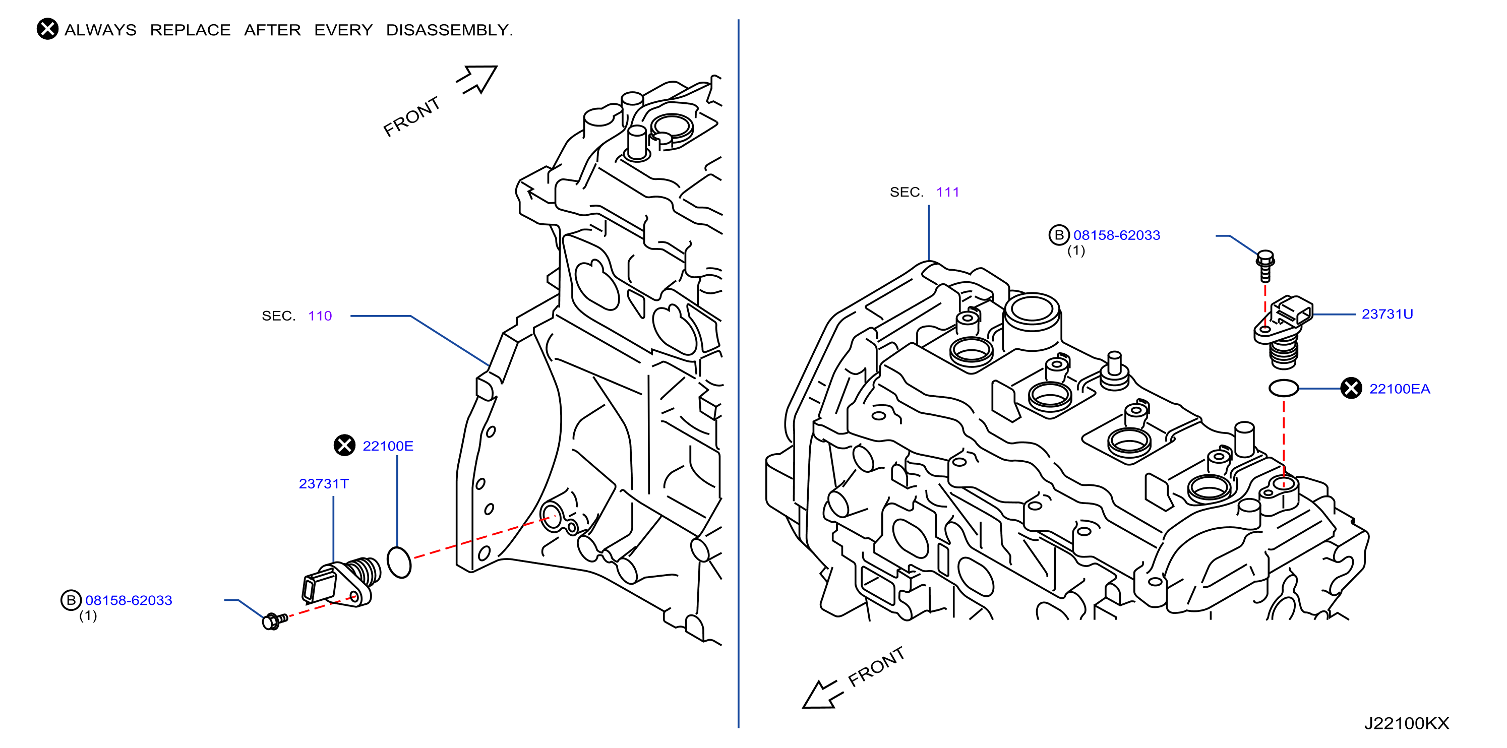 Nissan Rogue Engine Camshaft Position Sensor 23731 JA11B Genuine