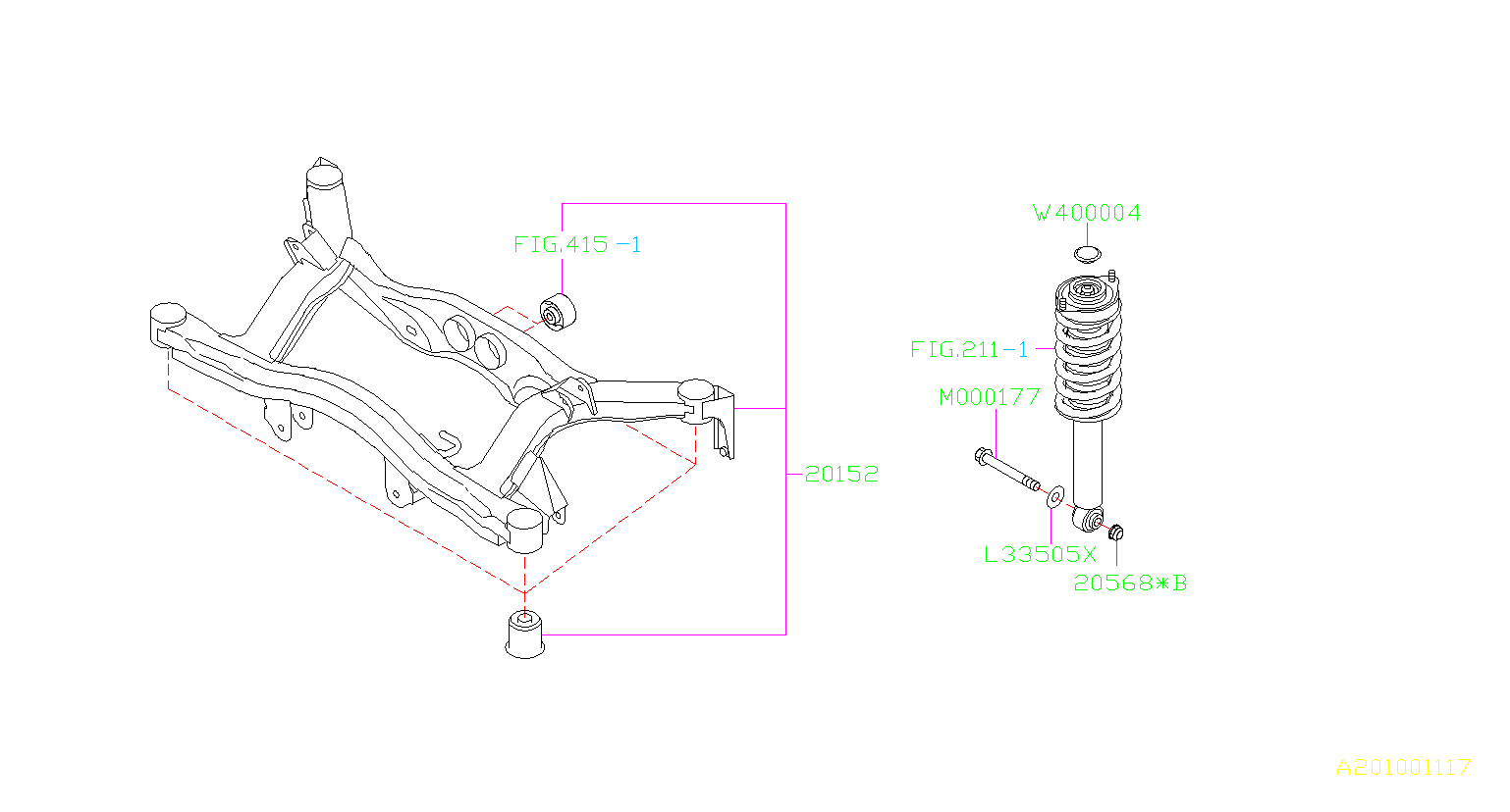 Subaru Outback Base Suspension Subframe Crossmember Rear