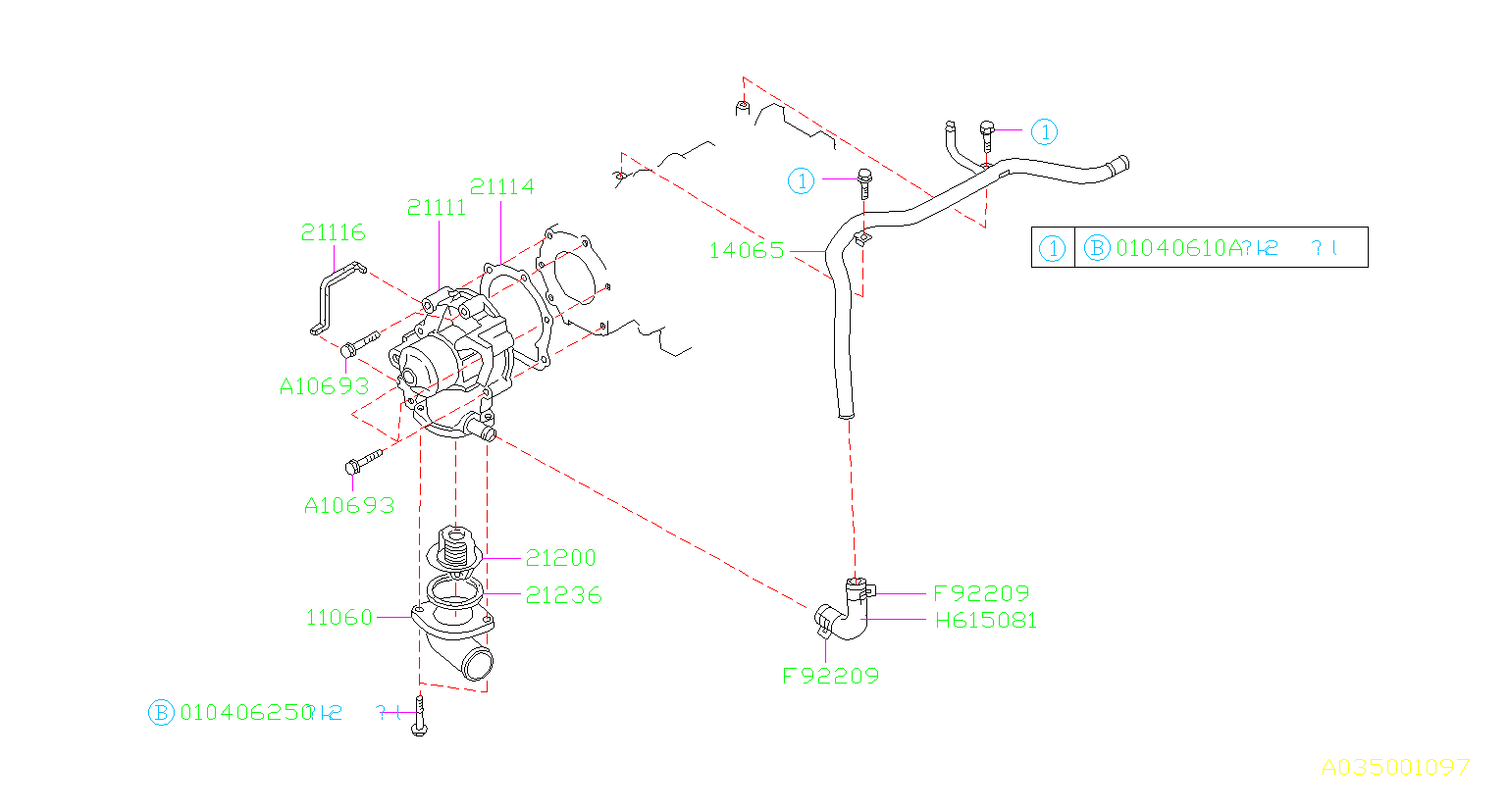 14065AA000 Engine Coolant Bypass Pipe Genuine Subaru Part