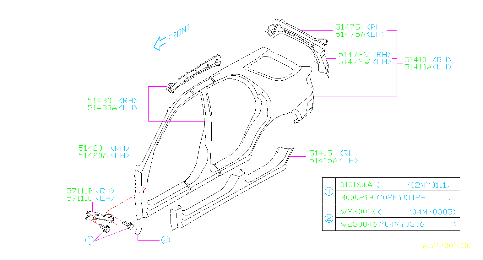 Subaru Impreza Rocker Panel Left Outer Fe Genuine Subaru