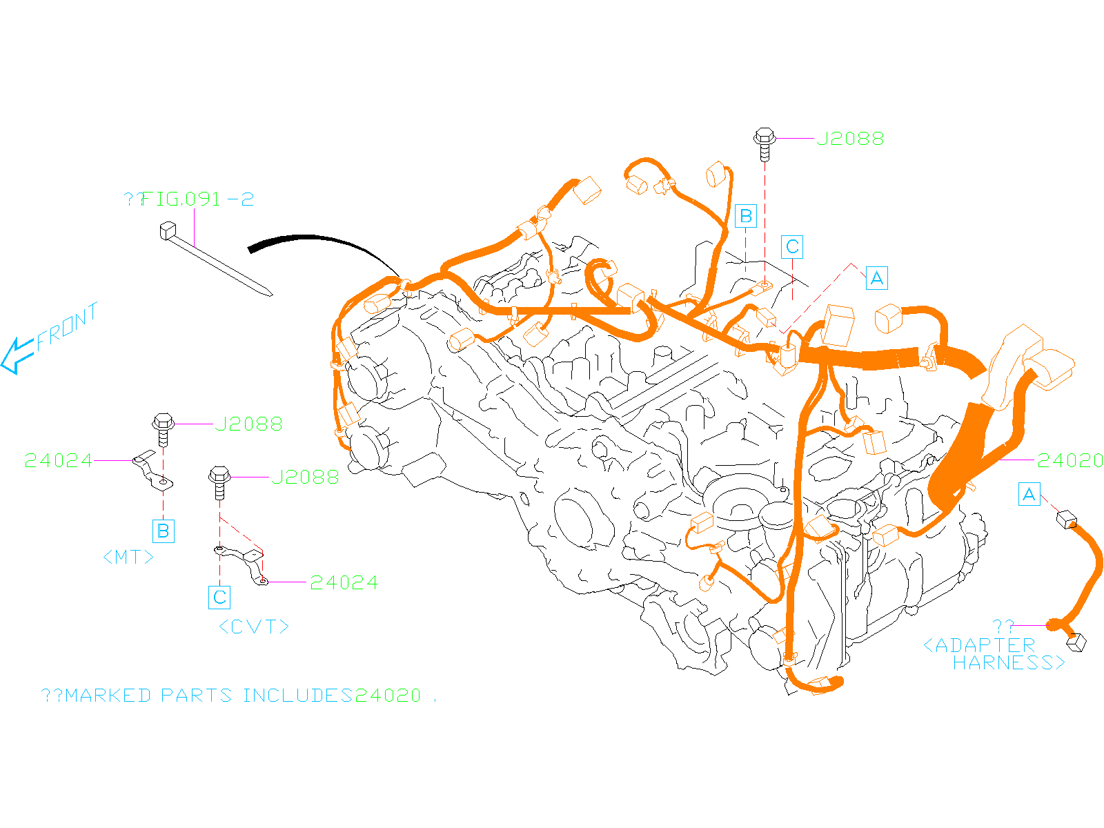 2023 Subaru Crosstrek Engine Wiring Harness 24020AG84A Genuine