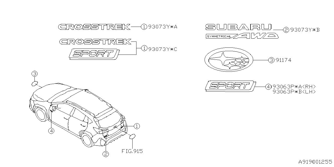 Subaru Crosstrek Deck Lid Emblem Glass Decal Hatch Emblem