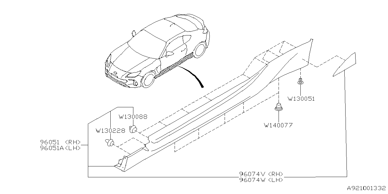 Subaru BRZ Rocker Panel Guard Side Spoiler Spoiler SD Right CRYSTAL