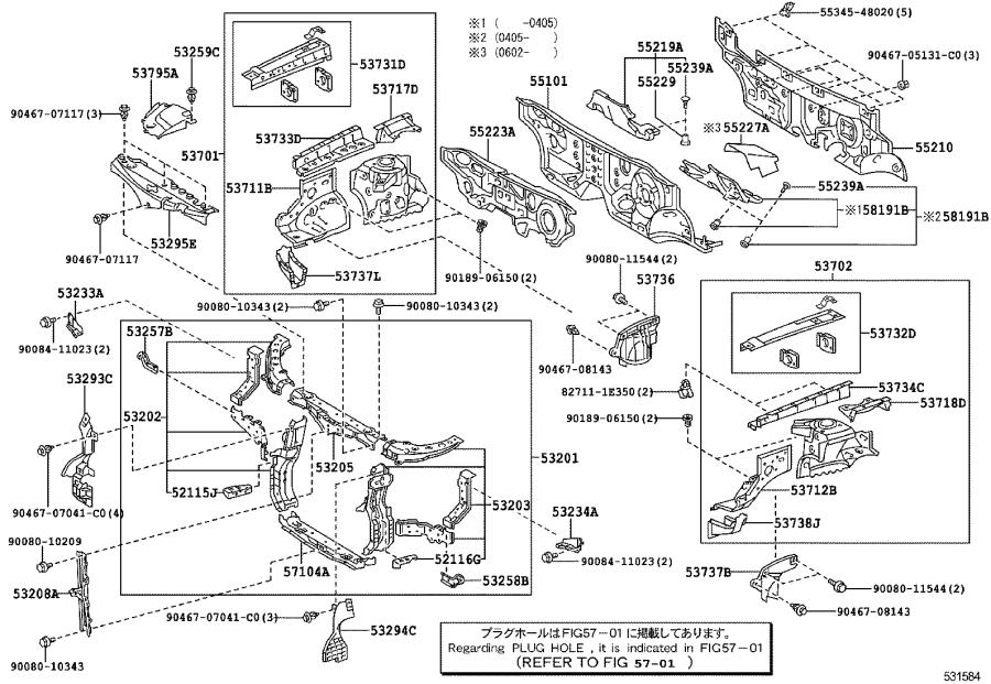 Lexus RX 330 Fender Apron Right Front Interior Body 537010E010