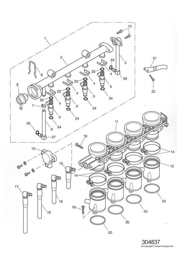 Triumph Thunderbird Lt Fuel Rail Injectors System