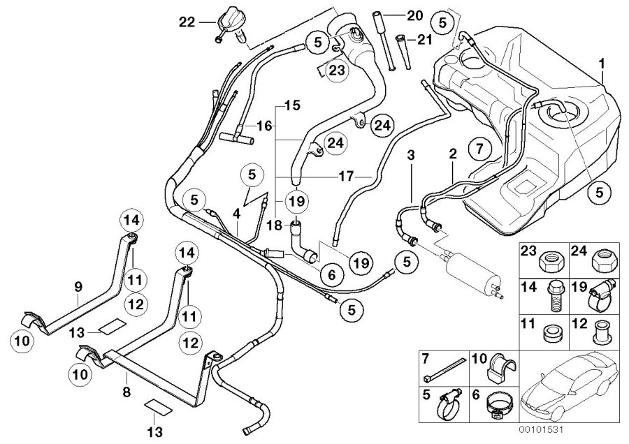 Diagram Fuel TANK/ATTACHING parts for your 2007 BMW X5 3.0i  