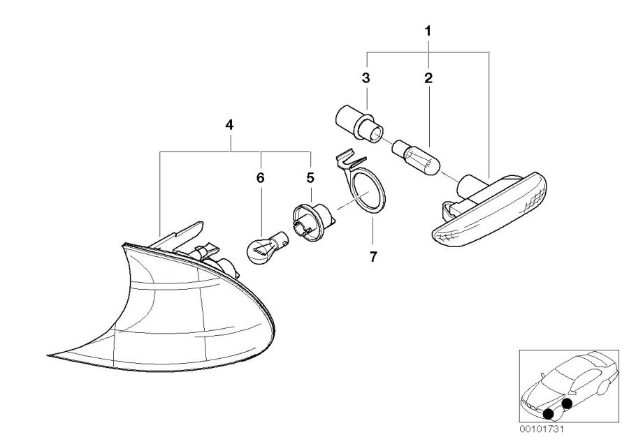 Diagram FRONT/FRONT lateral turn indicator for your 2023 BMW X3  30eX 