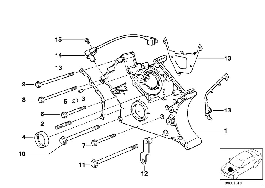 Diagram Lower timing case for your 2016 BMW X1   
