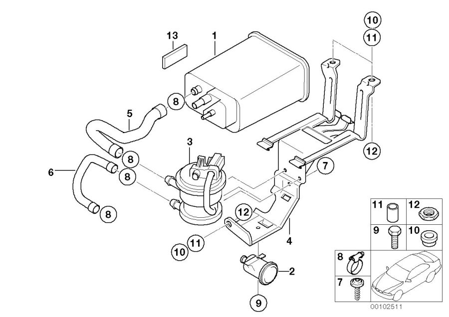 Diagram Activated Charcoal Filter/mounting parts for your MINI