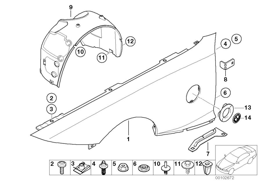 Diagram Front side panel for your 2007 BMW 750i   