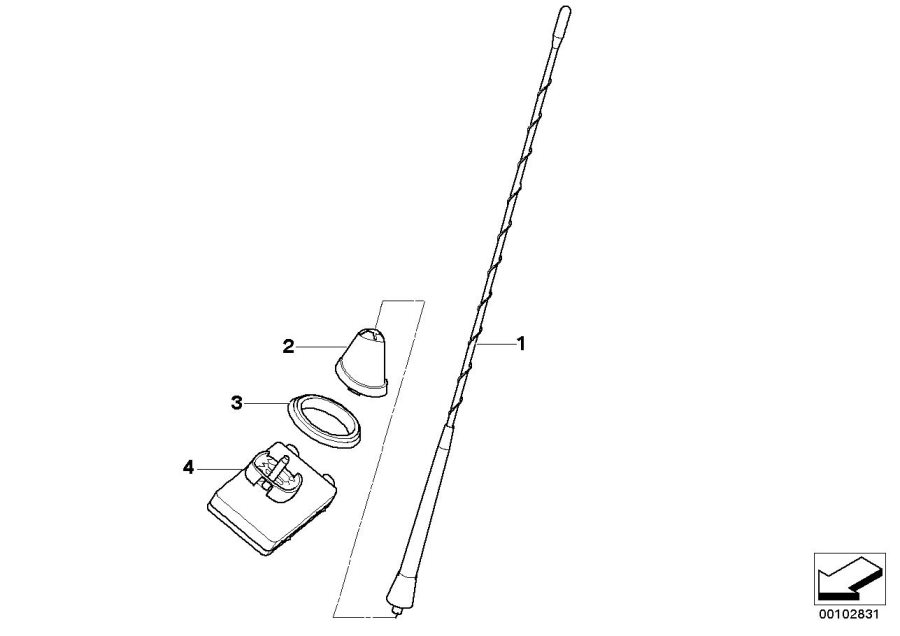 Diagram SINGLE PARTS F SIDE PANEL TELEPH.ANTENNA for your BMW