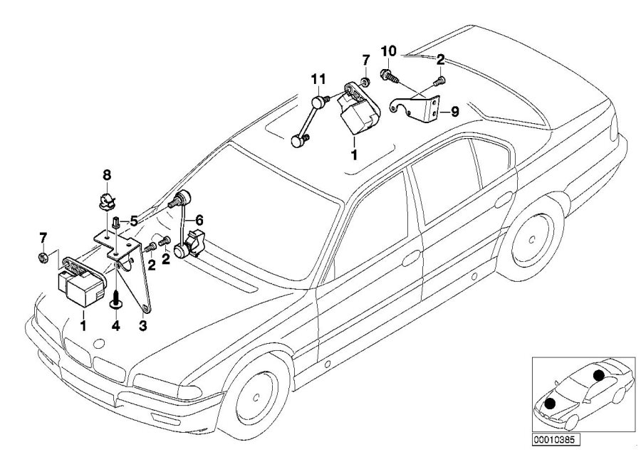 Diagram Headlight vertical aim control sensor for your BMW
