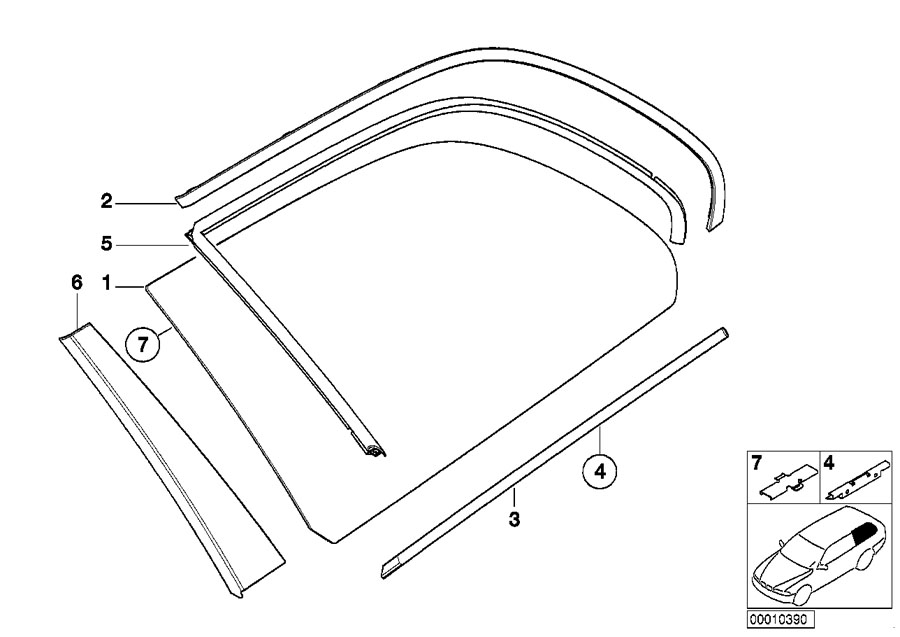 Diagram Side window, fixed position for your 2018 BMW M6   