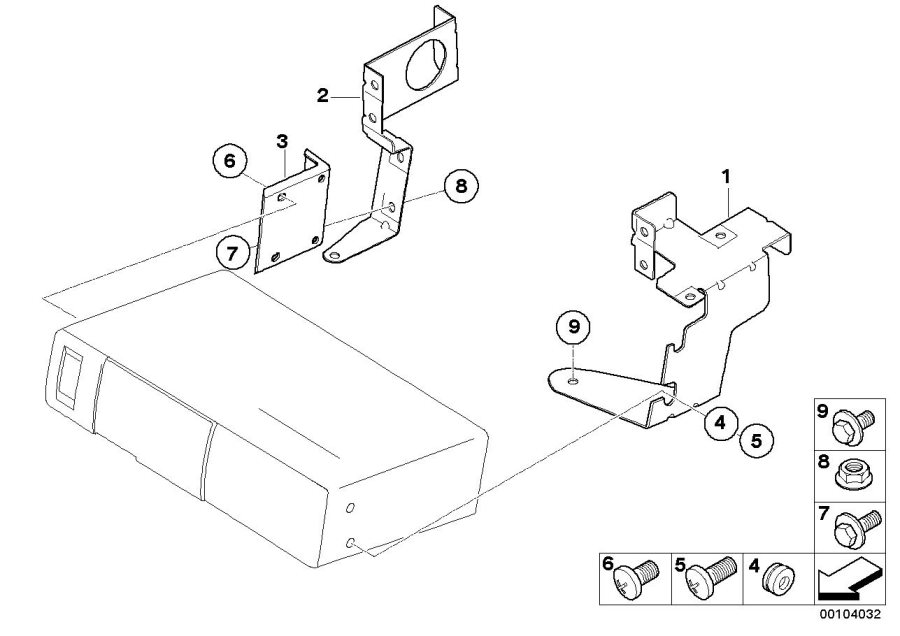 Diagram CD changer mounting parts for your BMW