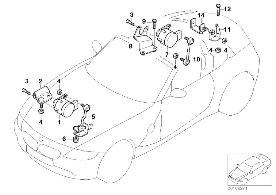 Diagram Headlight vertical aim control sensor for your 2008 BMW Z4   