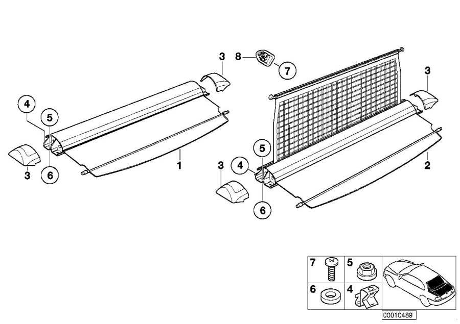 Diagram Extending cargo cover/partition net for your 2006 BMW M6   