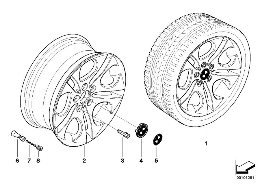 Le diagramme Jante à style ellipsoïdal (Styl. 107) pour votre BMW