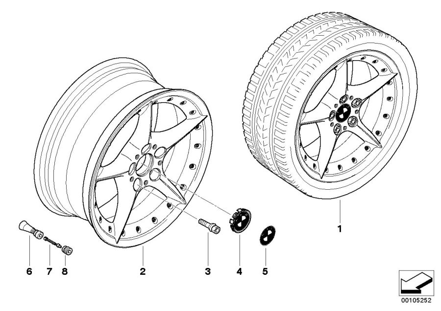 Diagram BMW Composite wheel, star spoke 108 for your 2007 BMW Z4   