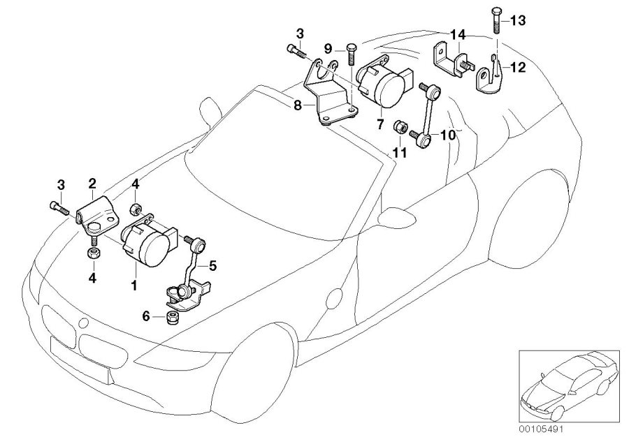 Diagram Headlight vertical aim control sensor for your 2008 BMW Z4   