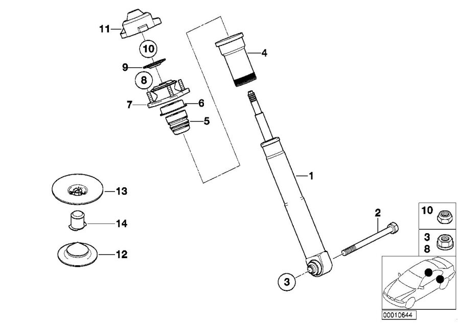 Diagram Single components for rear spring strut for your 2023 BMW X3  30eX 