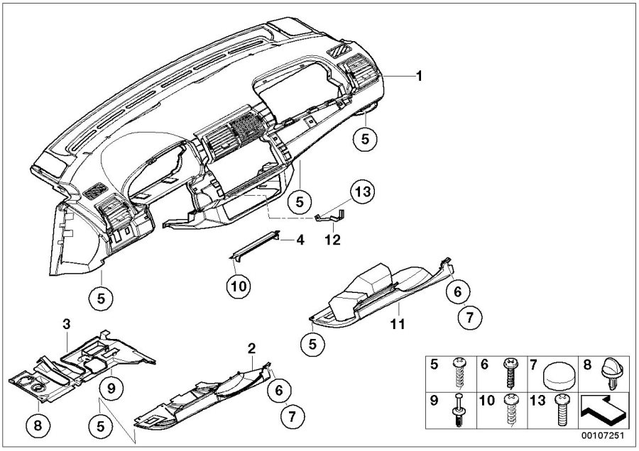 Diagram Trim panel dashboard for your 2010 BMW M6   