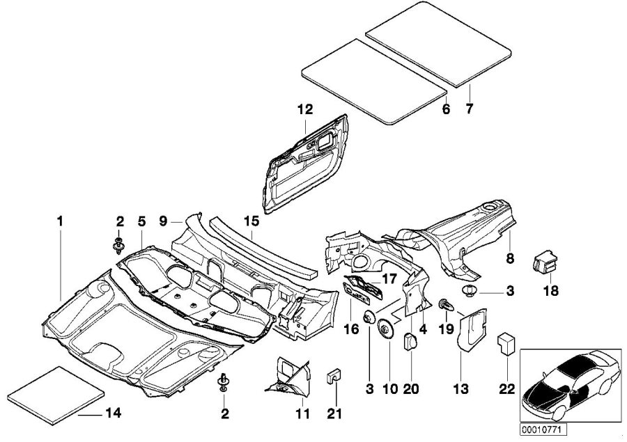 Diagram Sound insulating front for your 2014 BMW M6   