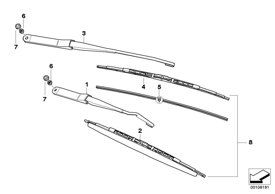 Diagram Wiper arm/wiper blade for your BMW