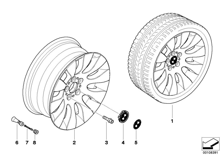 Le diagramme Jante à style ellipsoidal (Styl. 91) pour votre BMW 750i  