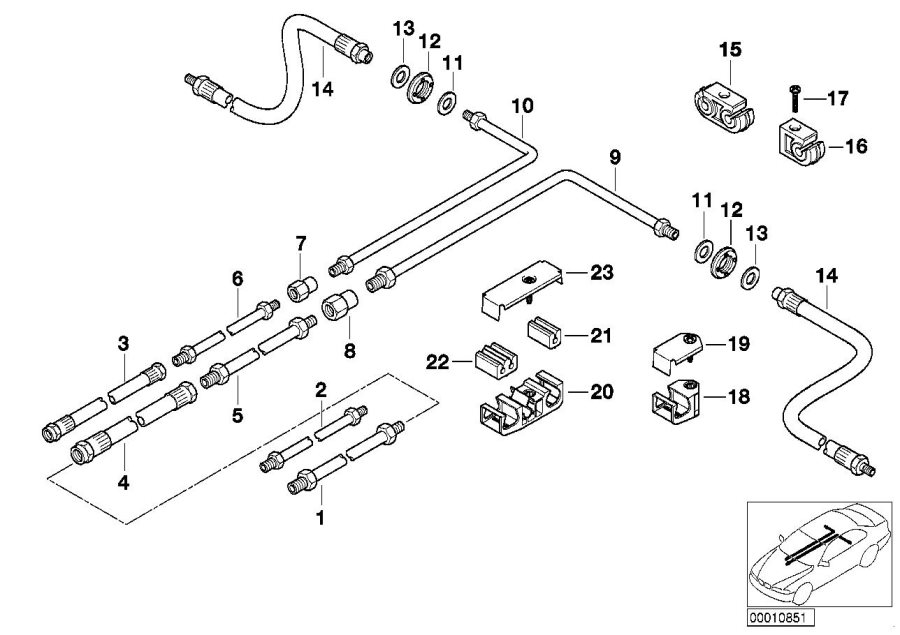 Le diagramme Tuyau de frein arrière ASC/DSC pour votre BMW