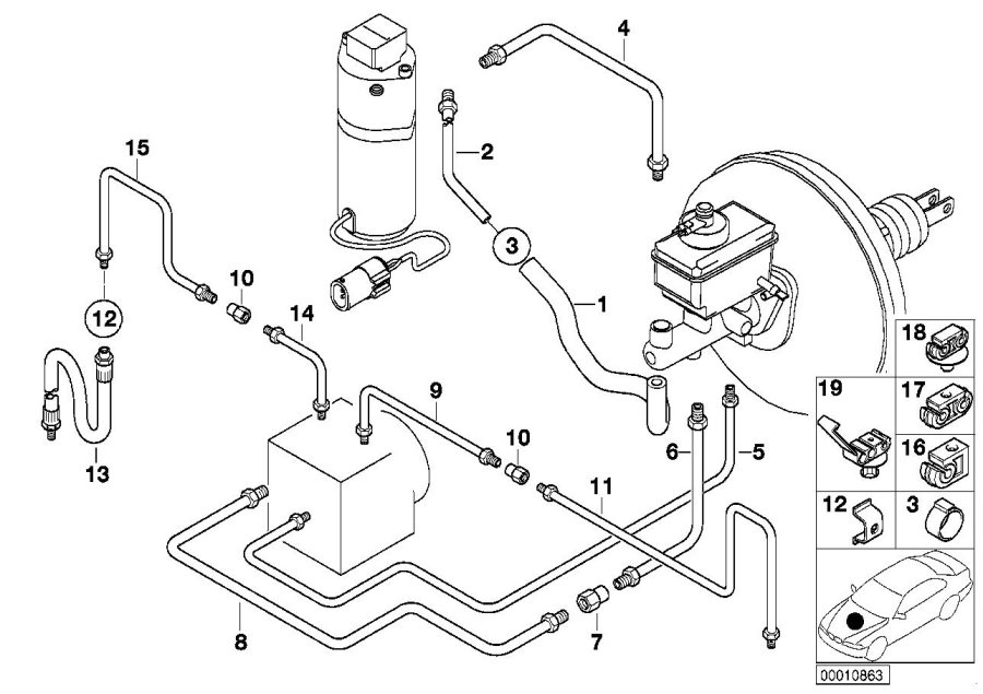 Diagram Front brake pipe, dsc for your BMW 740iL  