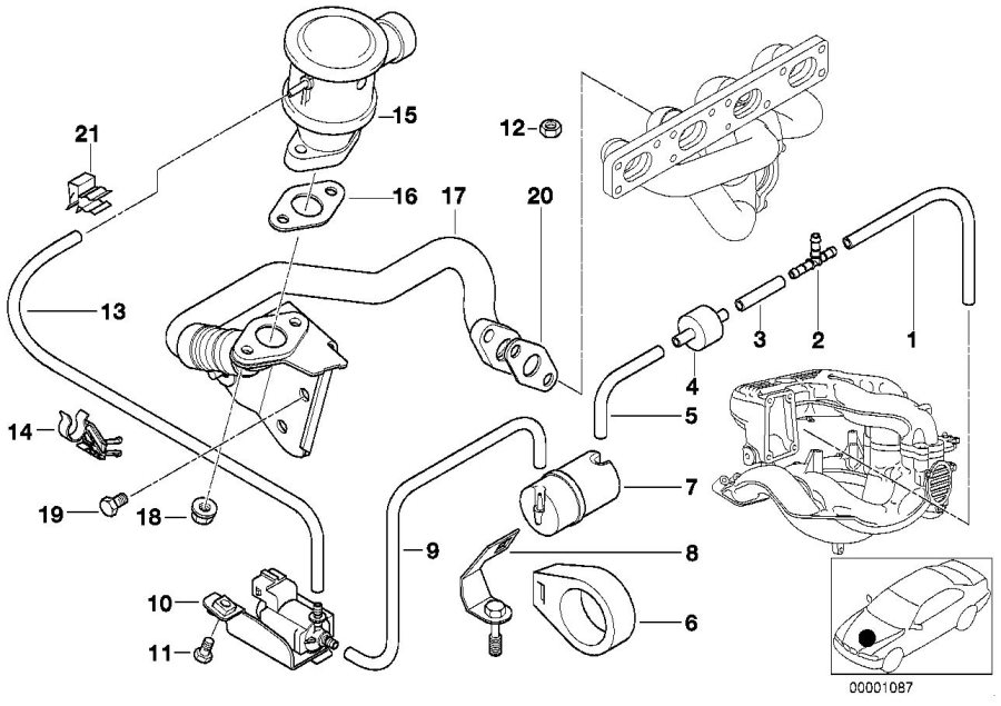 Diagram Vacuum control - vacuum tube for your BMW