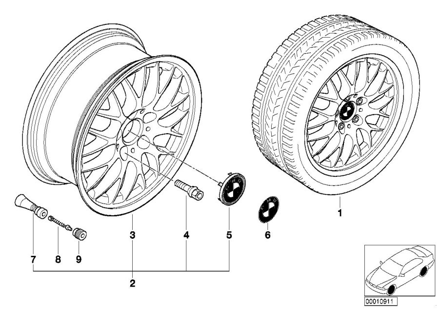 Le diagramme Jante à rayons croisés (Styl. 42) pour votre BMW 320i  