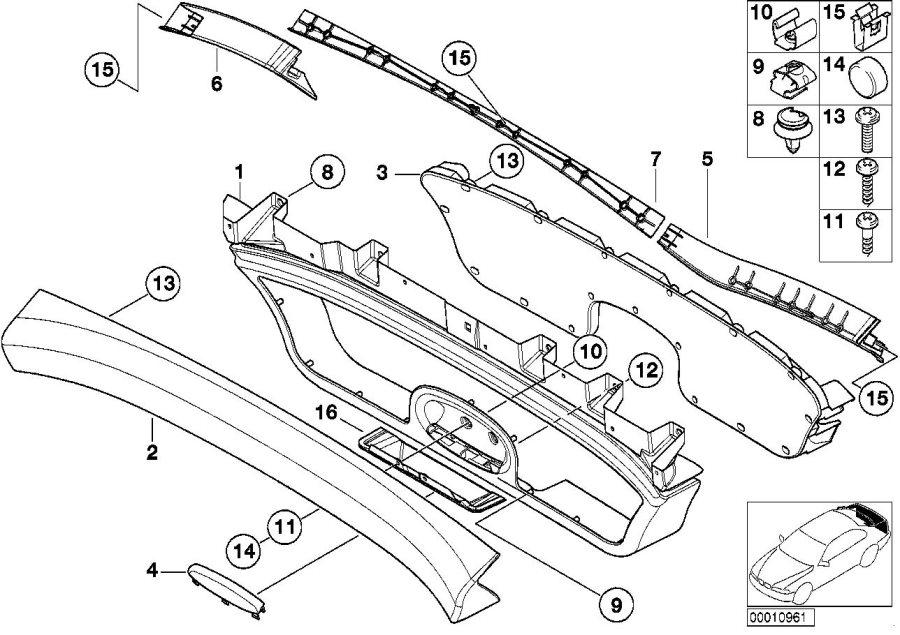 Diagram Trunk lid trim panel for your BMW