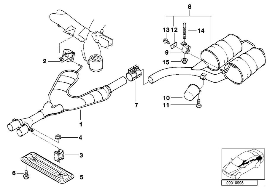 Diagram Exhaust system, rear for your 2004 BMW 320i   