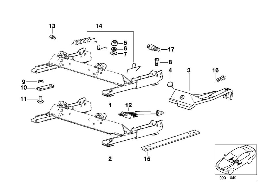 Diagram FRONT SEAT RAIL for your BMW