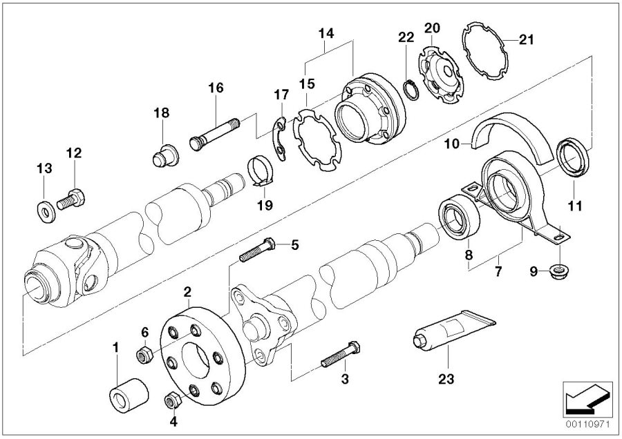 Diagram DRIVE SHAFT-CEN.BEARING-CONST.VEL.JOINT for your BMW M3  