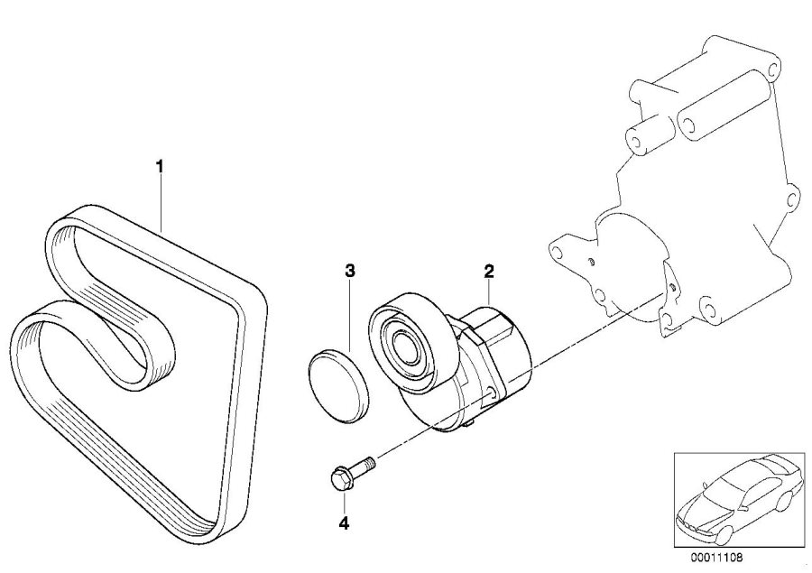 Diagram Belt Drive Water PUMP/ALTERNATOR for your 1988 BMW M6   