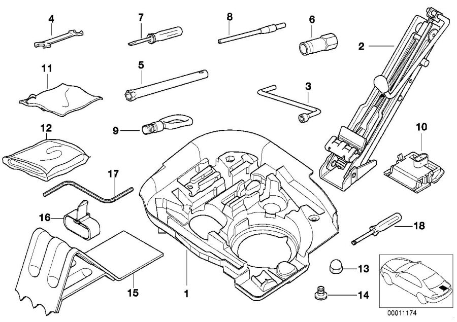 Diagram Car tool/Lifting jack for your 2006 BMW 650i   